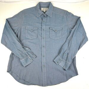 Ryan Michael Pearl Snap Western Shirt, Size Large Blue